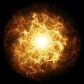 Inferno fireball. Abstract burning sphere with glowing flames
