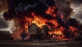 The Inferno: A Promotional Drama of Highly Carnage Fire Burning in Front of a House Royalty Free Stock Photo