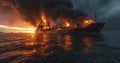 Inferno at Sea - Burning oil tanker, ecological disaster