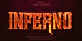 Inferno text effect, fire orange color editable text style on dark grunge textured background Royalty Free Stock Photo