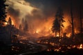 Inferno Unleashed: Devastating Forest Fire Engulfing Nature\'s Splendor. Generative AI