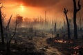 Inferno Unleashed: Devastating Forest Fire Engulfing Nature\'s Splendor. Generative AI