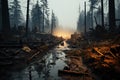 Inferno Unleashed: Devastating Forest Fire Engulfing Nature\'s Splendor. Generative AI