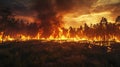 Inferno In The Woods. Forest Fire. Natural Disaster. Apocalypse Royalty Free Stock Photo