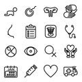 Infertility of woman icons. Medical and Healthcare concept. Thin line icon and outline stroke theme. Pictogram theme