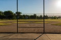 The infield of a baseball diamond in the early morning Royalty Free Stock Photo