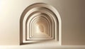 Infinite Arches Hallway Perspective Illusion Interior Design Architectural Wonder Long Corridor Pathway Smooth Tones Architectural Royalty Free Stock Photo