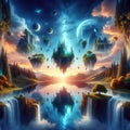 Infinite beauty parallel worlds. Fantasy landscape