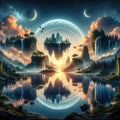 Infinite beauty parallel worlds. Fantasy landscape