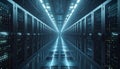 Infinite Data Center Server Rack Corridor Royalty Free Stock Photo