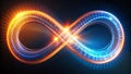 Infinite Data Flow Visualizing Binary Code Circulation with a Glowing Infinity Symbol A mesmerizing representation of Royalty Free Stock Photo