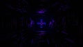 flight into cosmic web structure, neon blue square sci-fi tunnel. VJ loop