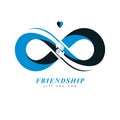 Infinite friendship, friends forever, special vector logo combined with two symbols of eternity loop .