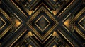 Infinite Geometric Corridor in Gold and Black Royalty Free Stock Photo