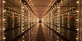 Infinite Glow: Mirrored Hallway of Lights Royalty Free Stock Photo