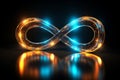 Infinite glow Neon infinity symbol embodies eternity in the night