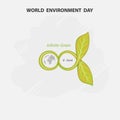 Infinite and Green concept.Globe and Leaf sign. World Environment day concept vector logo design template.June 5st World
