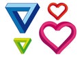 Infinite heart and triangle, vector set