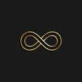 Infinite, infinity gold icon. Vector illustration of golden particle background