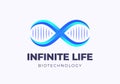 Infinite Life DNA Spiral Abstract Vector Sign, Symbol, Logo Template. Modern Technology, Medicine and Biotechnology