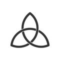Celtic trinity knot. Triquetra symbol. Three parts unity icon. Ancient ornament symbolizing eternity. Royalty Free Stock Photo