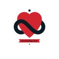 Infinite Love concept, vector symbol created with infinity loop Royalty Free Stock Photo