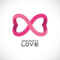 Infinite love symbol. endless symbol. Two hearts. Vector illustration