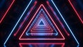 Infinite Neon Triangle Maze: A Futuristic Digital Portal Royalty Free Stock Photo
