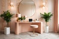 Infinite Petals: Mirror Room Vibes with Flower Power in Light Peach Tones