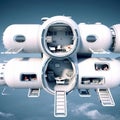 Infinite pods of futuristic housing clustered into an airplane Generative AI