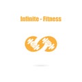 Infinite sign and dumbbell icon.Infinit,Fitness and gym logo.