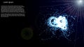 Infinite space background. Glowing stars with samle text Abstract futuristic universe on black hole