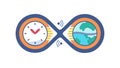 Infinite Time Global Connection, Endless Possibilities, vector design Generative AI Royalty Free Stock Photo