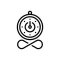 Black line icon for Infinite Time, countdown and clock Royalty Free Stock Photo