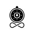 Black solid icon for Infinite time, stopwatch and limitless Royalty Free Stock Photo