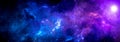 An infinite universe with stars and a purple nebula in outer space Royalty Free Stock Photo