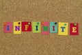 Infinite word written on colorful sticky notes. Royalty Free Stock Photo