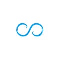 infinity blue waves curves geometric design logo vector