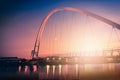 Infinity Bridge on dramatic sky at sunset in Stockton-on-Tees