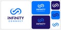 Infinity connection vector logo design with transparent effect in modern, simple, clean and abstract style Royalty Free Stock Photo
