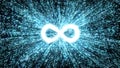 Infinity - the digital singularity in particle explosion with motion blur