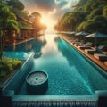 Infinity Edge Pool A pool with one or more edges that overflow i Royalty Free Stock Photo