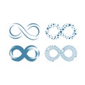 Infinity Eternity Symbol Sign Variations Set. Logo Template. Flat Line Stroke Icon Pictogram