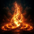 infinity fire flames on dark background generative AI