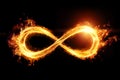 Infinity fire sign isolated on black background