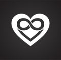 Infinity heart icon on black background for graphic and web design, Modern simple vector sign. Internet concept. Trendy symbol for Royalty Free Stock Photo