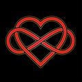 Infinity heart logo symbol for eternal bond, balance, focus, harmony, kundalini, commitment,  divine power Royalty Free Stock Photo