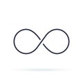 Infinity icon logo. Unlimited vector illustration, limitless symbol. Black contour of eight, thickness