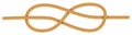 Infinity knot made rope realistic design graphic element. Tan rope forming endless loop symbol Royalty Free Stock Photo