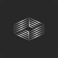 Infinity logo 3d isometric shape, boxing ring logotype, linear form illusion